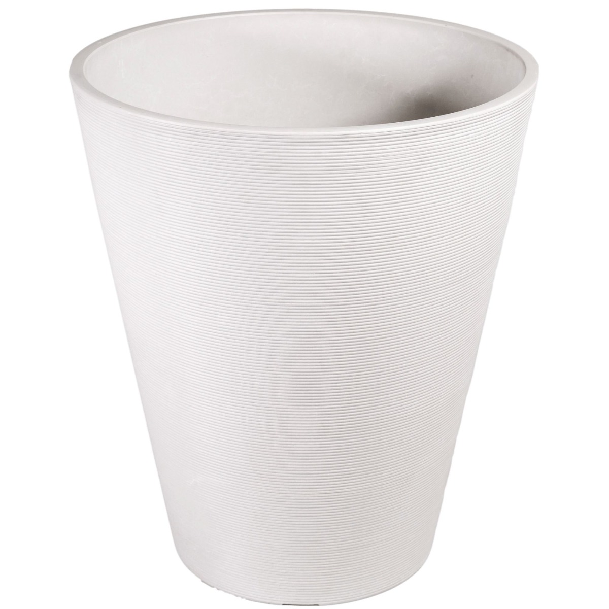 10200385_9 Decorative Textured Round White Planter 47cm - Image 1