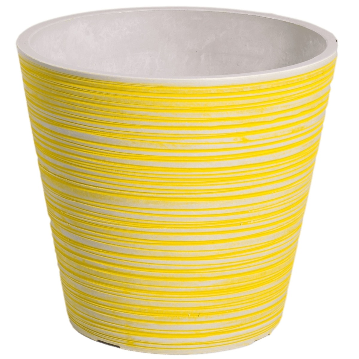 9560017_8 Yellow and White Engraved Pot 17cm - Image 1