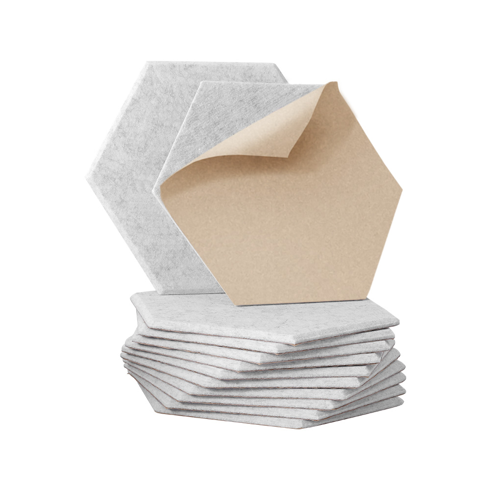 AF-HEX-12-GR-145615-00 Alpha Acoustic Foam 12pcs 35x30x0.9cm Soundproof Absorption Panel Adhesive Grey - Image 1