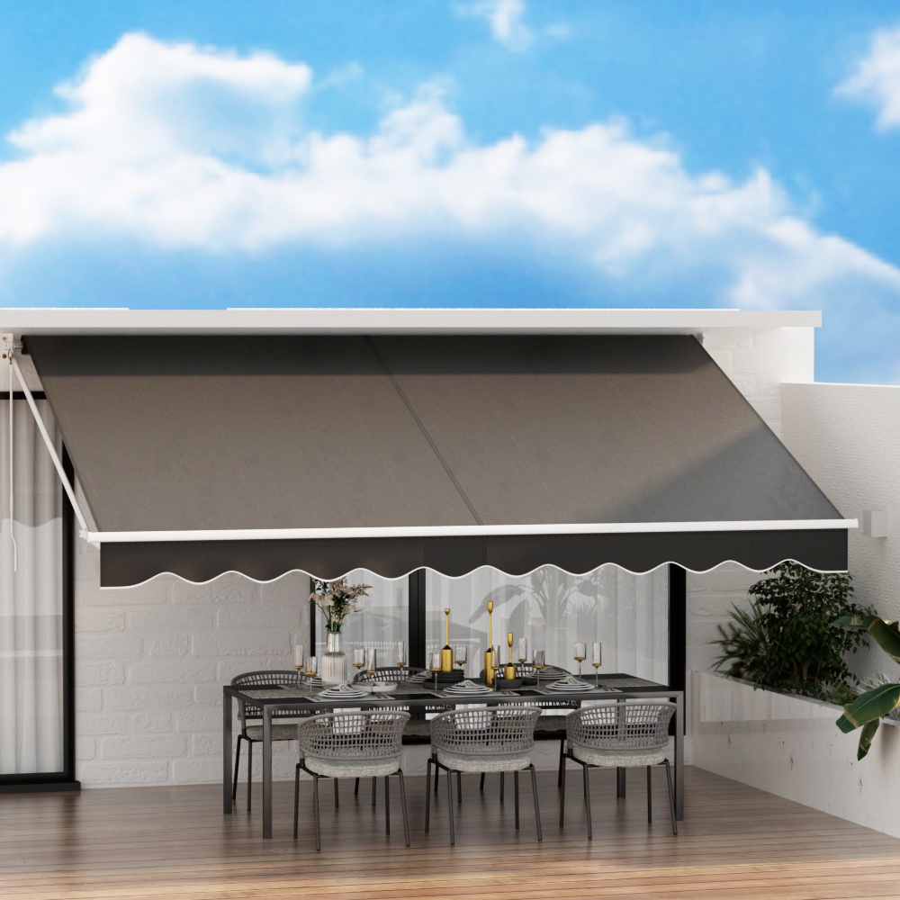 AWN-B-ARM-REMOTE-45X25-GREY-120968-04 Instahut Retractable Folding Arm Awning Motorised Sunshade 4.5Mx2.5M Grey - Image 1