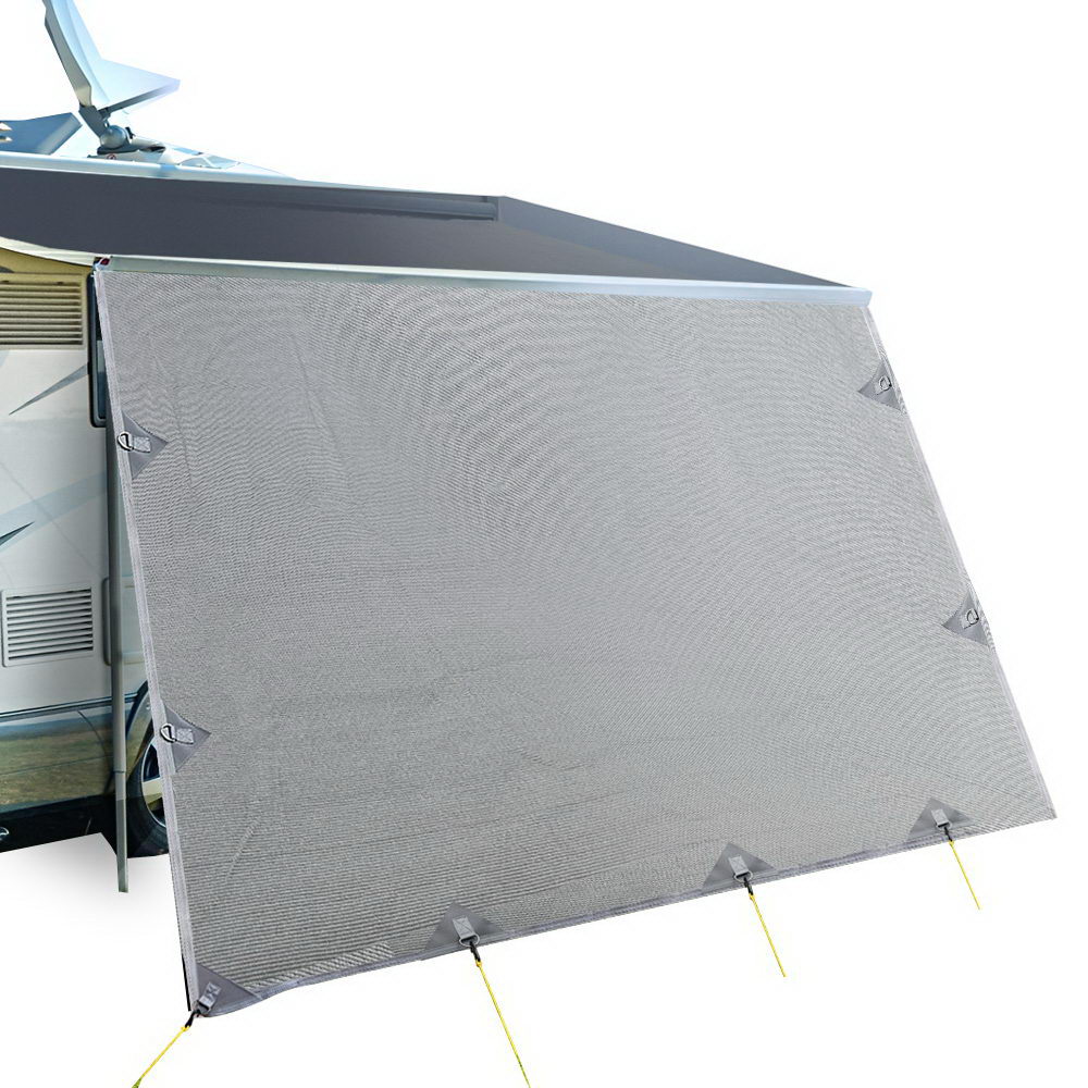 AWN-CV-B-SS-46-00 Caravan Privacy Screen Roll Out Awning 4.6x1.95M End Wall Side Sun Shade Grey - Image 1
