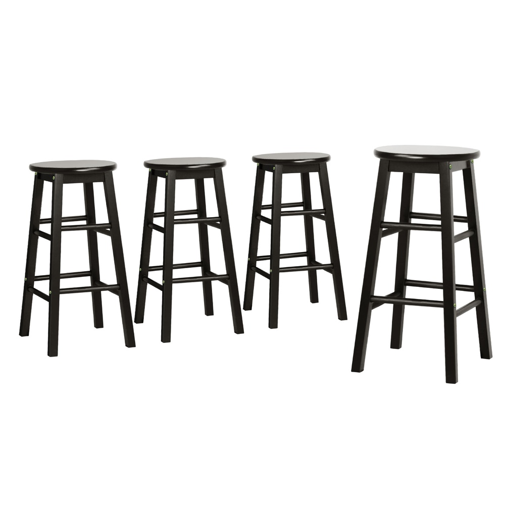 BA-G-7033-BKX4-202503041126-00 Artiss 4x Bar Stools Round Chairs Wooden Black - Image 1