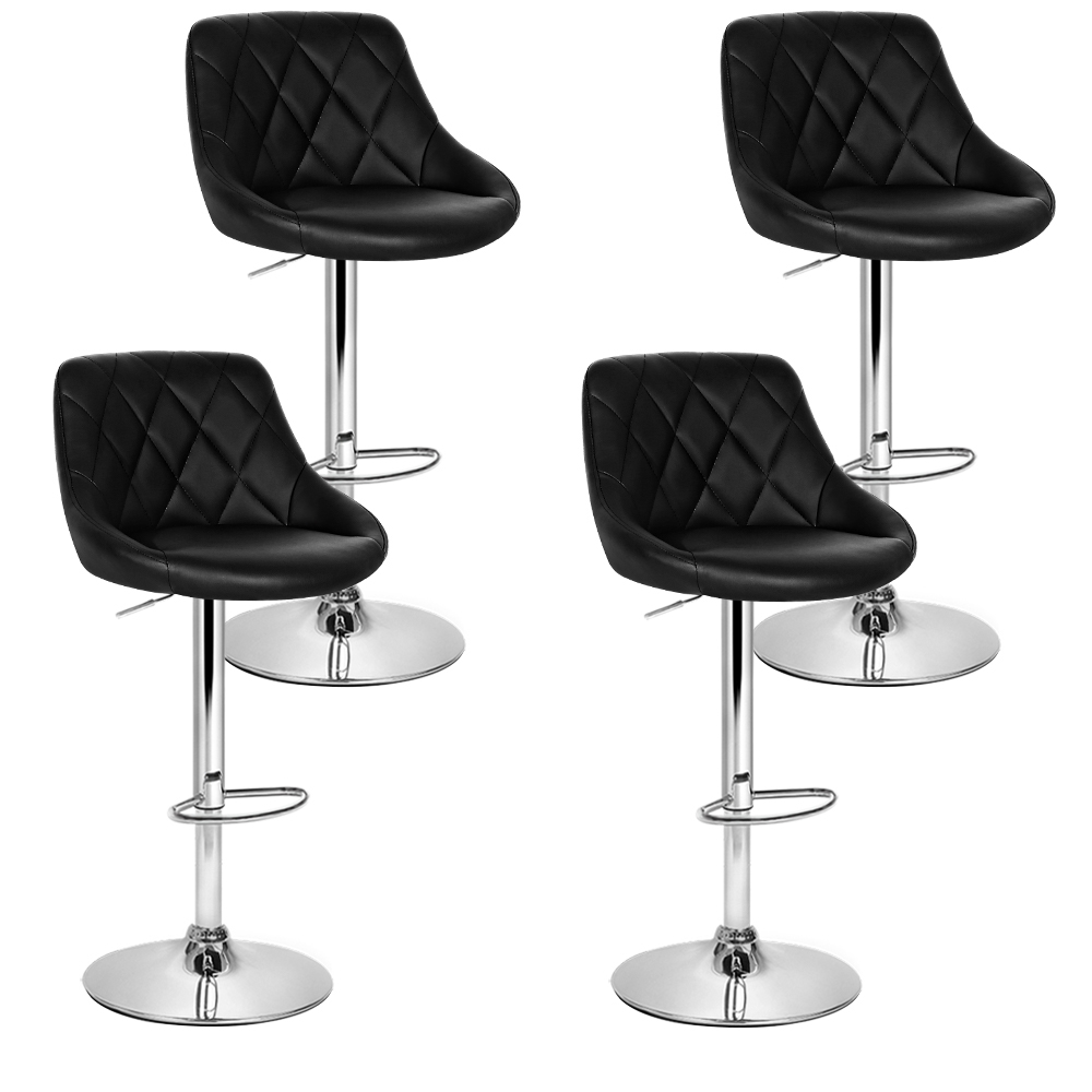 BA-K-704-BKX4-202503051326-00 Artiss 4x Bar Stools Leather Padded Gas Lift Black - Image 1