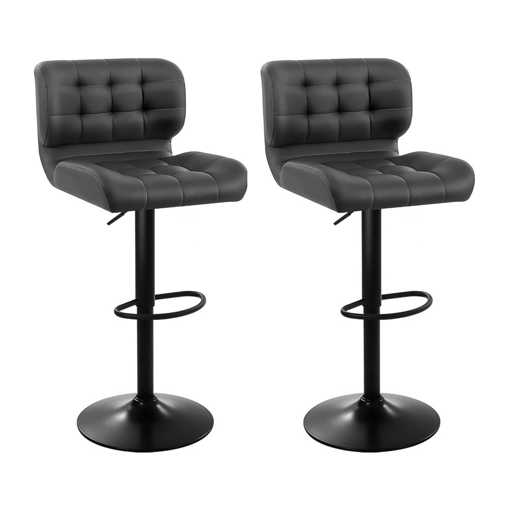 BA-TW-4059-CB-GYX2-202503051326-00 Artiss 2x Bar Stools Gas Lift Leather Padded Grey - Image 1