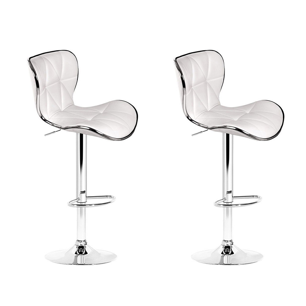 BA-TW-NEW4045-WHX2-202503051322-00 Artiss 2x Bar Stools Gas Lift Leather Seat White - Image 1