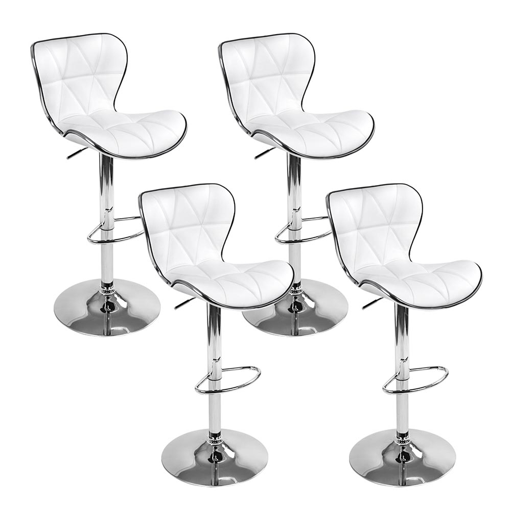 BA-TW-NEW4045-WHX4-202503051328-00 Artiss 4x Bar Stools Gas Lift Leather Seat White - Image 1