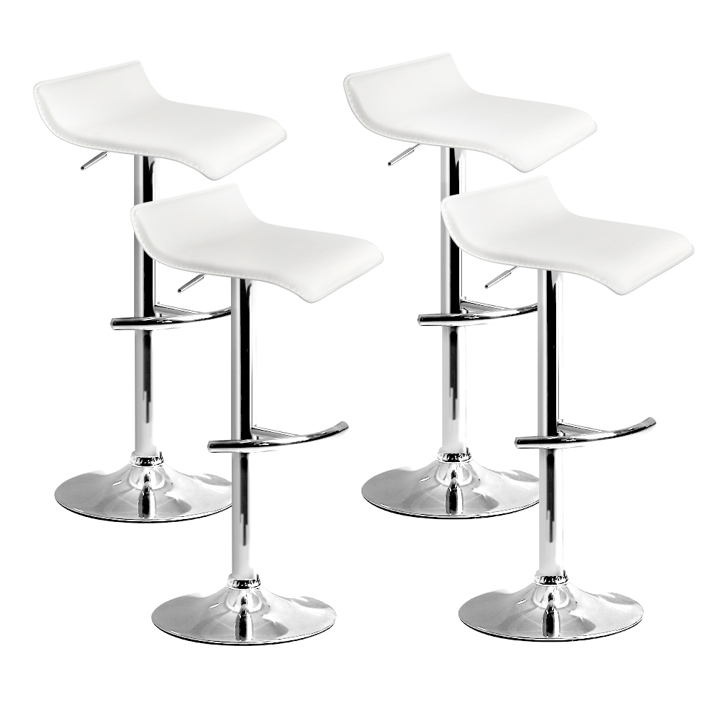 BA-TW-NEWT706-WH-X4-202503051328-00 Artiss 4x Bar Stools Adjustable Gas Lift Chairs White - Image 1