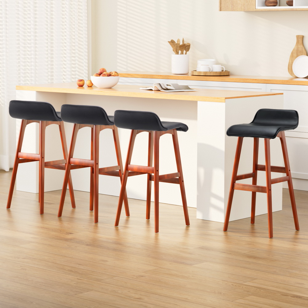 BENT-C-077-BKX4-202502281022-00 Artiss 4x Bar Stools Wooden Stool Black - Image 1