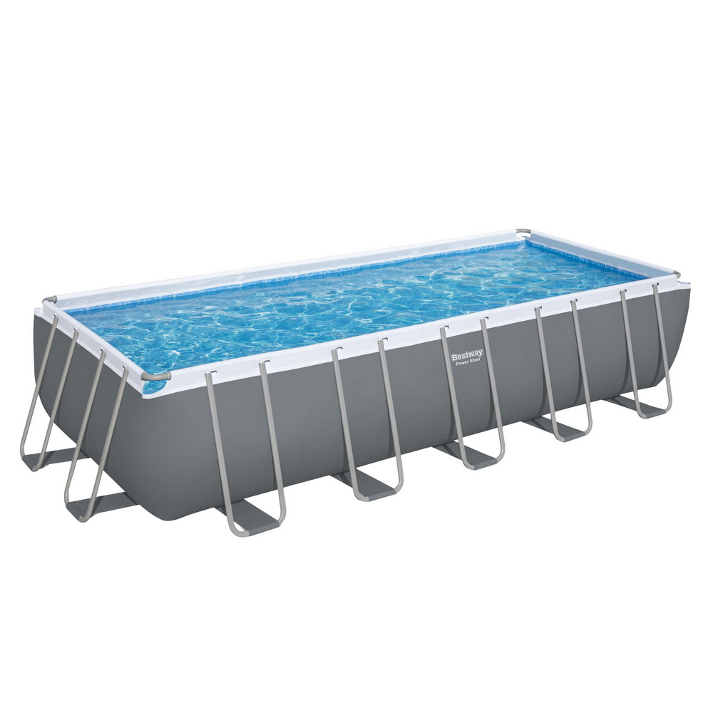 BW-POOL-SQ-640-5612-191716-00 Bestway Swimming Pool 640x274x132cm Steel Frame Above Ground Pools Filter Pump Ladder 19281L - Image 1