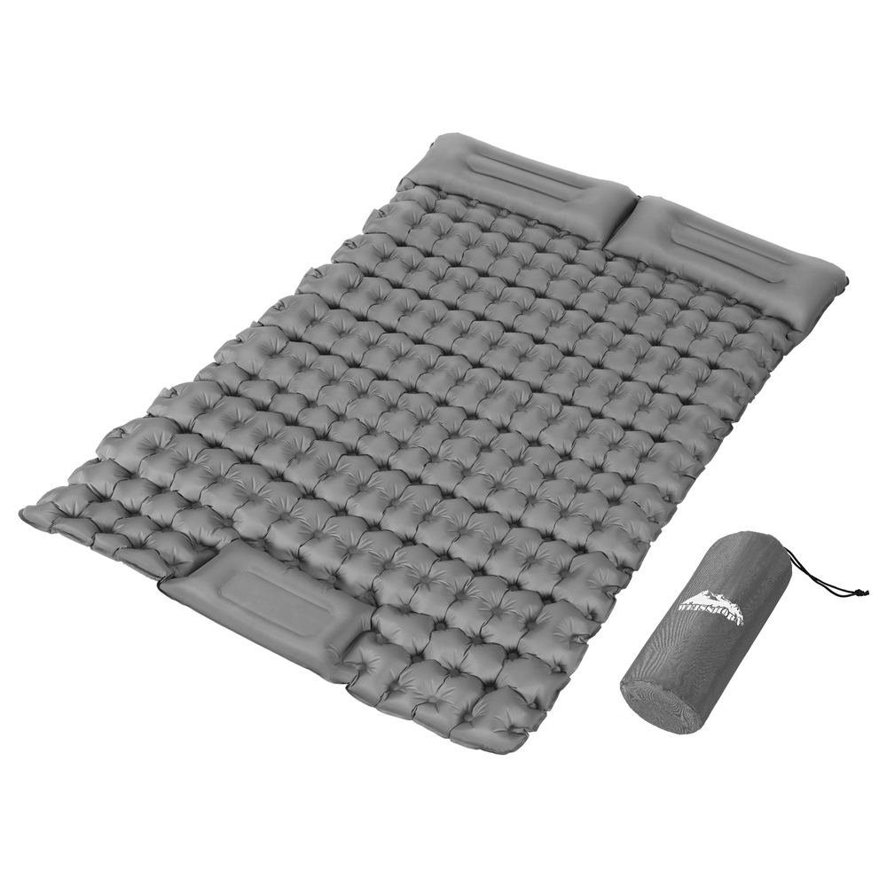 CAMP-C-MAT-INF-BEE-D-GR-150721-00 Weisshorn Self Inflating Mattress Camping Sleeping Mat Air Bed Double Pillow Bag - Image 1