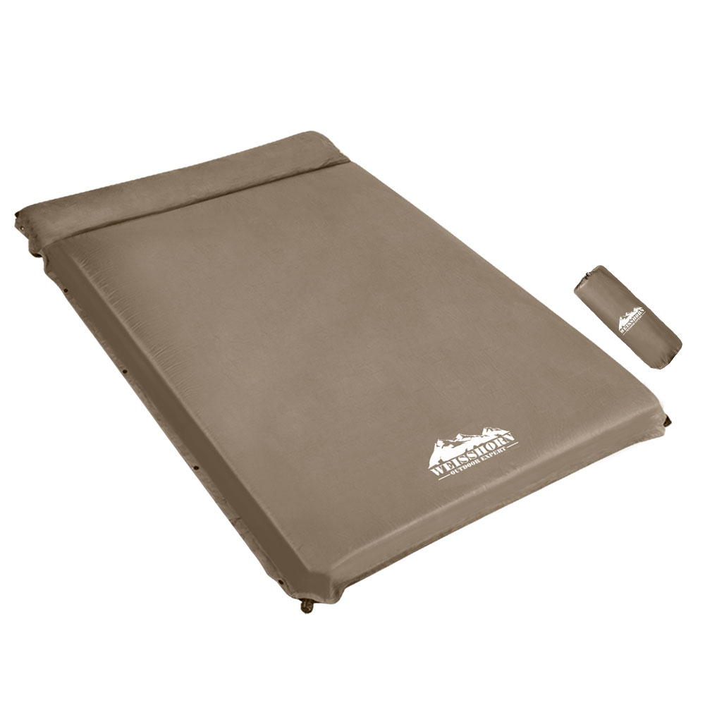 CAMP-MAT-SUE-DT-CO-16111-00 Weisshorn Self Inflating Mattress 10CM Camping Sleeping Mat Air Double Coffee - Image 1