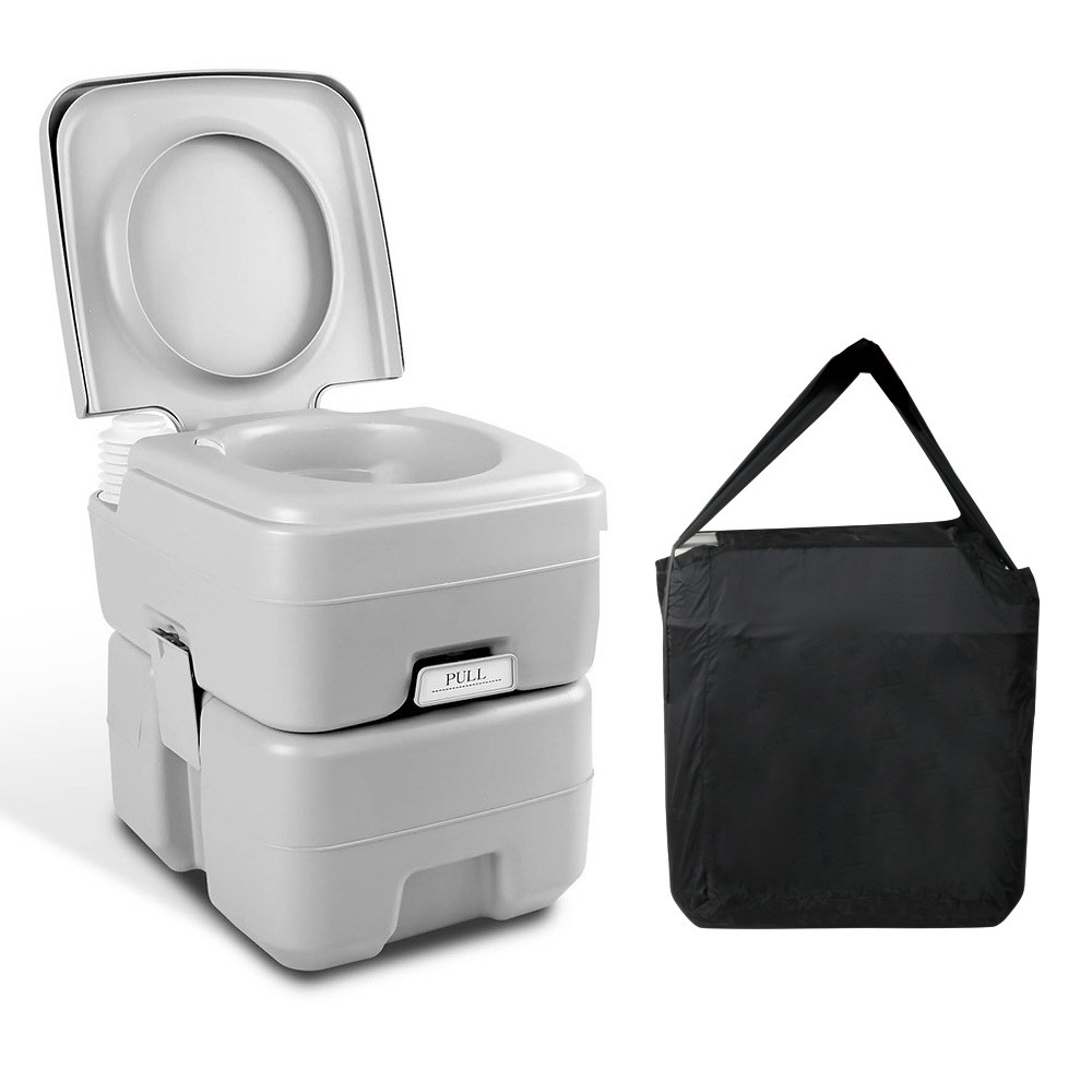 CAMP-TOILET-20L-T-FC-00 Weisshorn 20L Portable Camping Toilet Outdoor Flush Potty Boating With Bag - Image 1