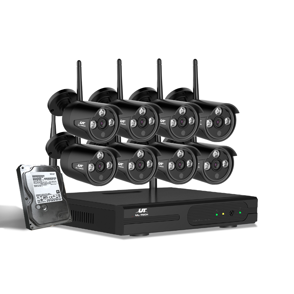 CCTV-WF-CLA-8C-8B-T-21752-00 UL-tech Wireless CCTV Security System 8CH NVR 3MP 8 Bullet Cameras 1TB - Image 1