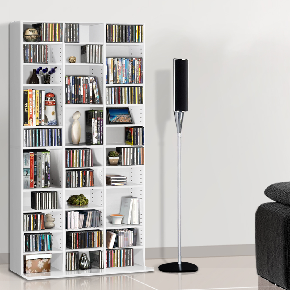 CD-SHELF-WH-AB-1908-07 Artiss Bookshelf CD Storage Rack - BERT White - Image 1