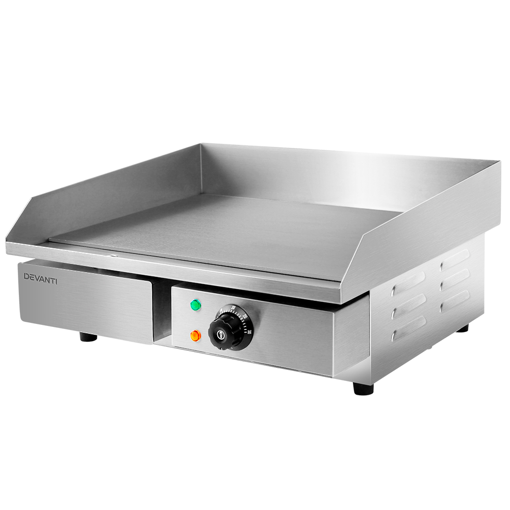 CEG-D5C-SINGLE-4388-00 Devanti Commercial Electric Griddle 55cm BBQ Grill Plate 3000W - Image 1