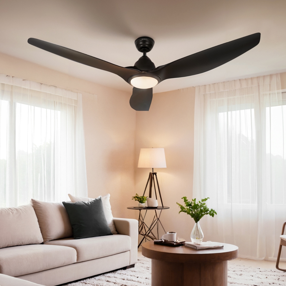 CF-B-64-334-BK-197368-06 Devanti 64 Inch Ceiling Fan DC Motor w/Light w/Remote - Black - Image 1