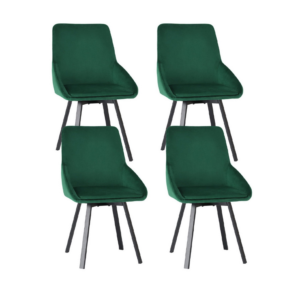 DINING-B-C03-VEL-GNX4-202505011205-00 Artiss Dining Chairs Set of 4 Velvet Swivel Base Green - Image 1