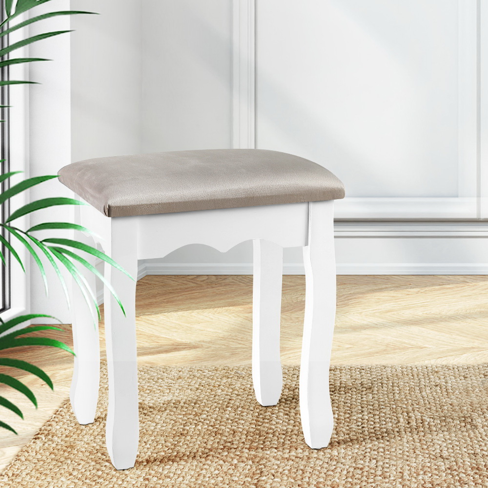 DRESS-D-STOOL-GY-202502281352-00 Artiss Dressing Table Stool Velvet Grey - Image 1