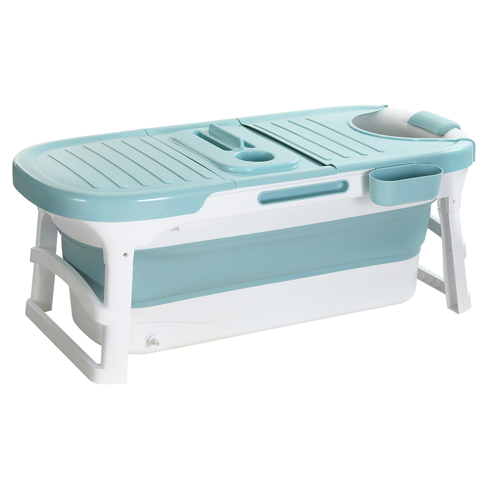 FB-PP-136-BL-156233-00 Weisshorn Foldable Bathtub Portable Folding Water Spa with Cover Plate 136x62cm - Image 1