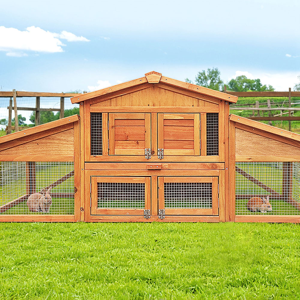 FF-GT-WOOD-R2100S-8517-07 i.Pet Chicken Coop Rabbit Hutch 169cm x 52cm x 72cm Large Chicken Coop Wooden House Run Cage - Image 1