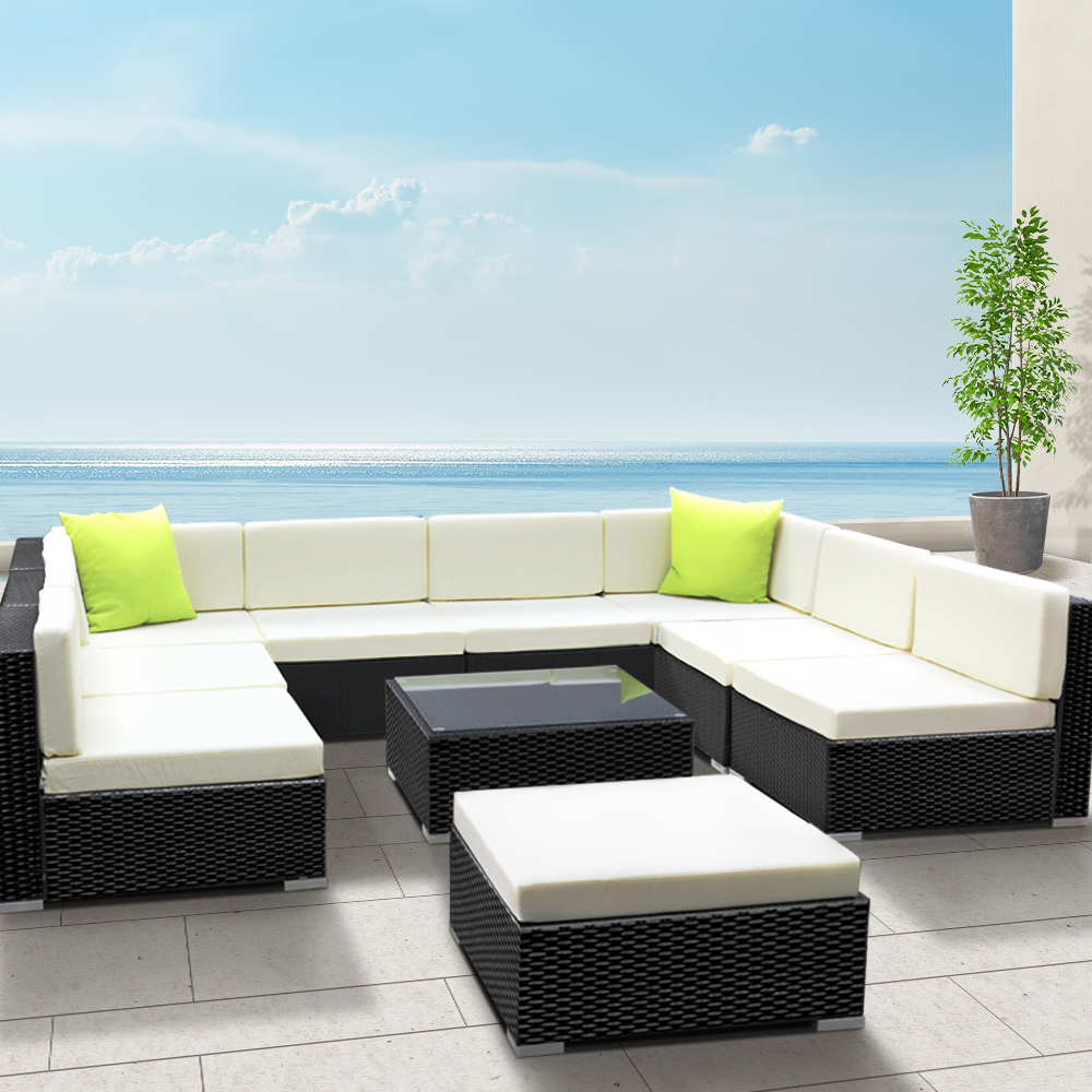 FF-SOFA-BK-10PC-ABCE-N-202502281534-00 Gardeon 10-Piece Outdoor Sofa Set Wicker Couch Lounge Setting 9 Seater - Image 1