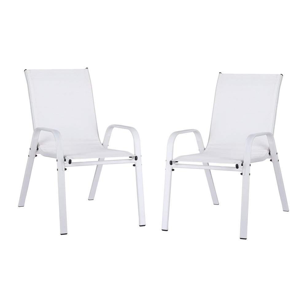 FF-STA-CHAIR-WH-X2-202506191528-00 Gardeon 2PC Outdoor Dining Chairs Stackable Lounge Chair Patio Furniture White - Image 1