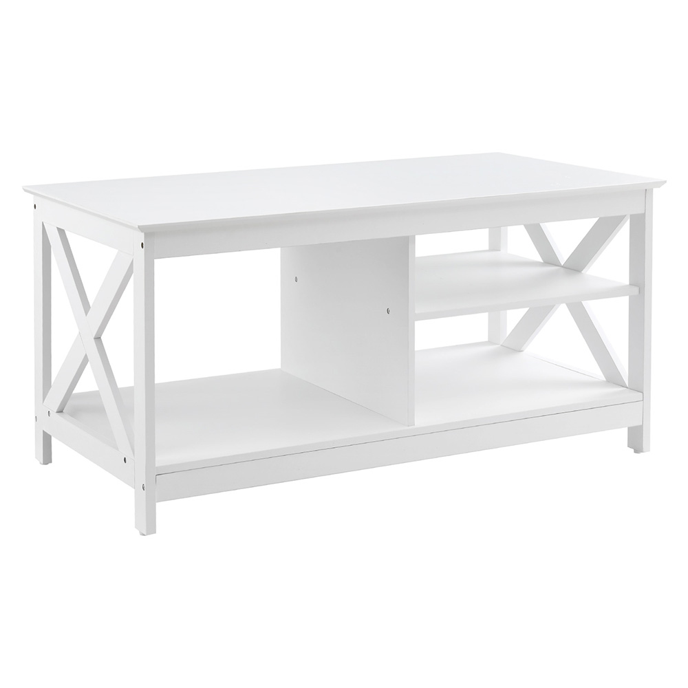 FUR-S-COF10-WH-202506191526-00 Artiss Coffee Table Storage Shelf White - Image 1
