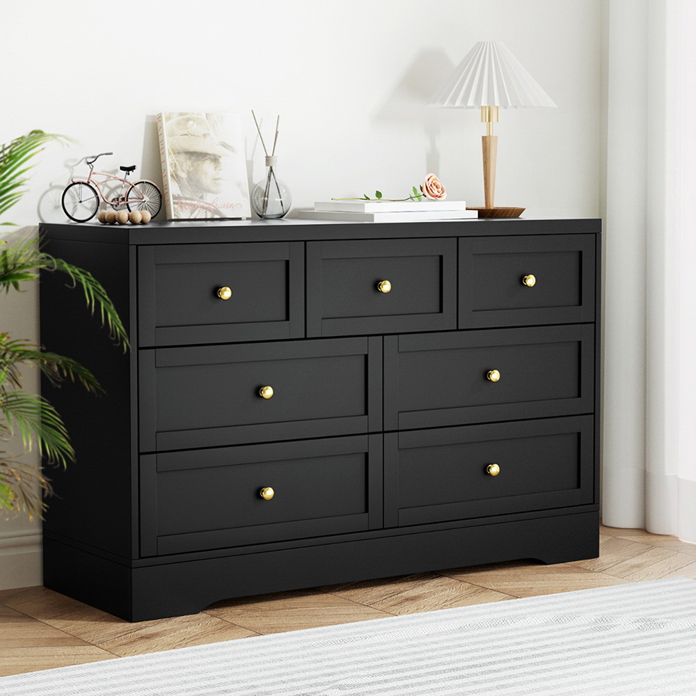 FUR-U-CDR-03-BK-AB-202507151800-06 Artiss 7 Chest of Drawers Dresser Table Black - Image 1