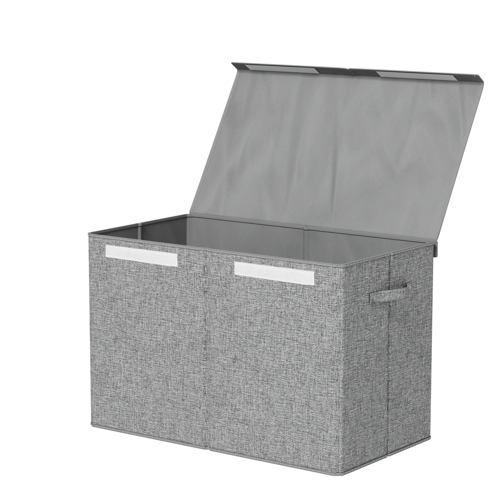 FURNI-C-TOYBOARD-GY-183791-00 Keezi Large Toy Box Chest Storage with Flip-Top Lid Foldable Organizer Bins Grey - Image 1