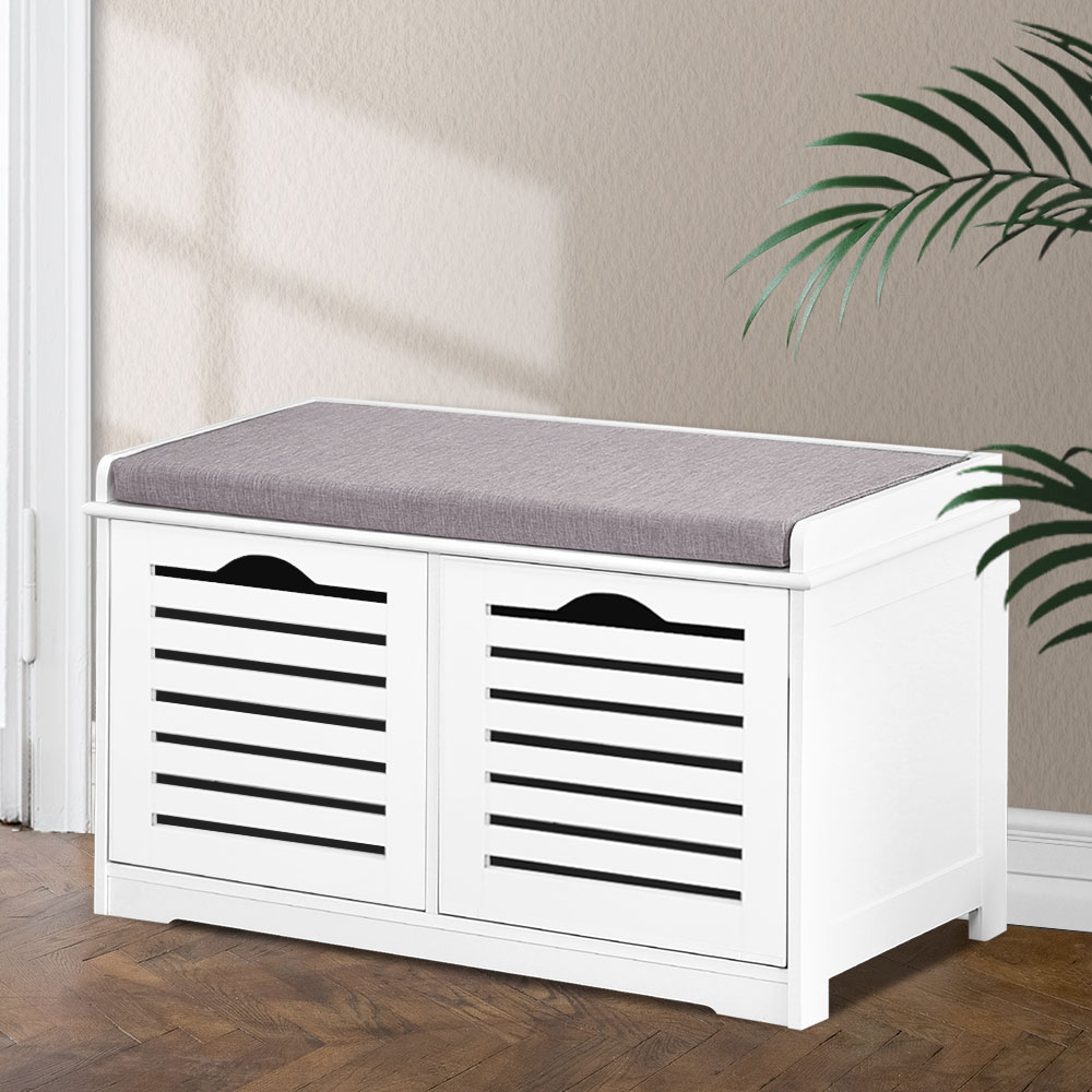 FURNI-F-SH127-WH-GY-202502281330-00 Artiss Shoe Rack Cabinet Bench White Caye - Image 1