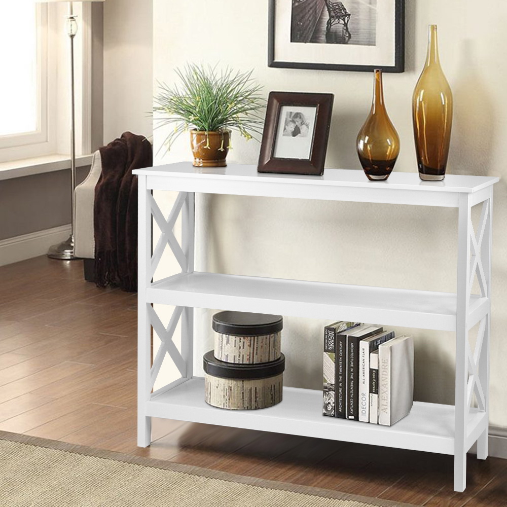 FURNI-F-TTAB-01-WH-11877-08 Artiss Console Table 3-tier White Polly - Image 1
