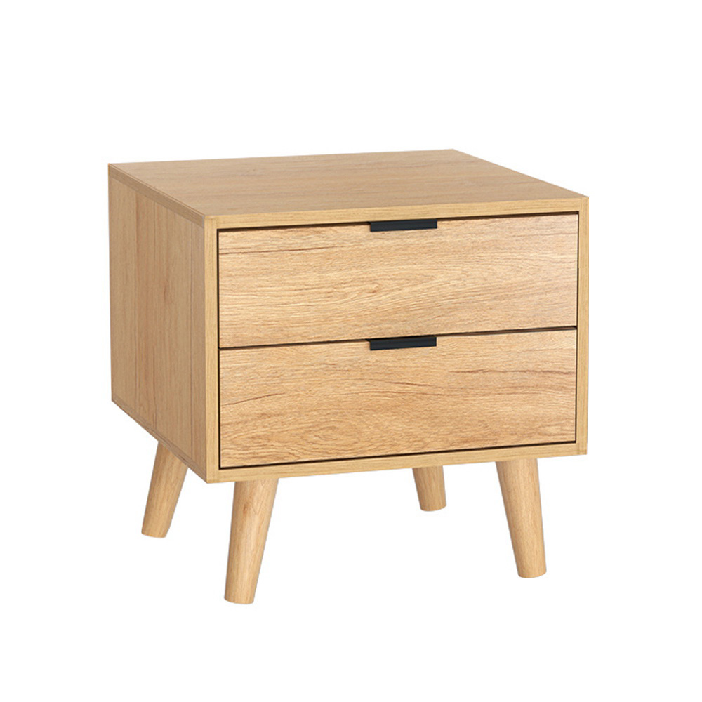 FURNI-Q-BS-03-WD-98154-00 Artiss Bedside Table 2 Drawers - Pine - Image 1