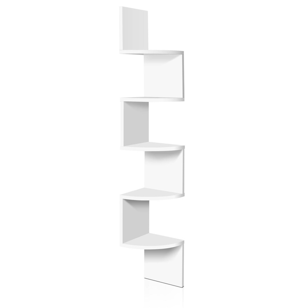 FURNI-WALL-COR-WH-00 Artiss Wall Shelf Corner Floating 5-Tier White - Image 1