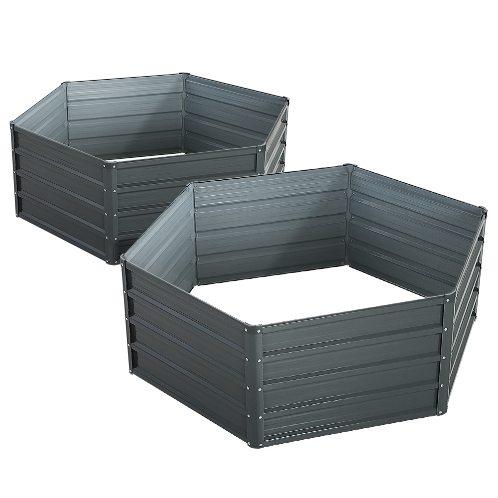 GARDEN-ALUMGR-13-FC2-202502282038-07 Green Fingers 2x Garden Bed 130x130x46cm Planter Box Raised Container Galvanised - Image 1