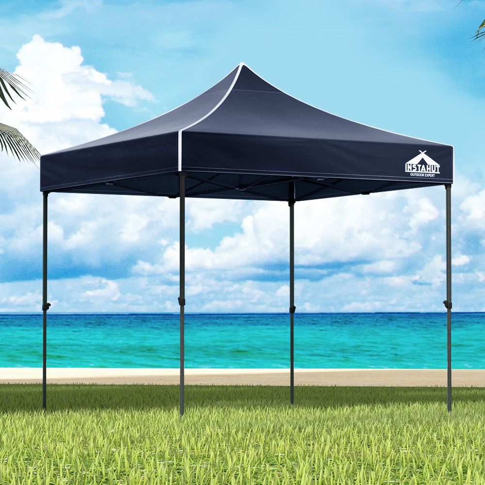 GAZEBO-T-3X3-F-NA-BASE-37265-06 Instahut Gazebo Pop Up 3x3m w/Base Podx4 Marquee Folding Outdoor Wedding Camping Tent Shade Canopy Navy - Image 1
