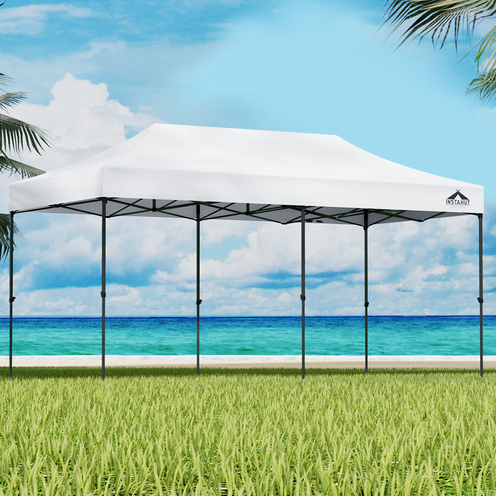 GAZEBO-T-3X6-F-WH-BASE-37269-06 Instahut Gazebo Pop Up Marquee 3x6 Folding 500D Wedding Tent Base Pod White - Image 1