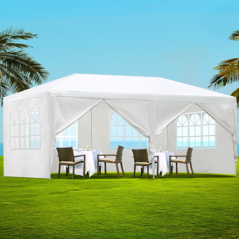 GAZEBO-WED-C-FG-3X6-6W-WH-202502281834-00 Instahut Gazebo 3x6m Marquee Wedding Party Tent Outdoor Camping Side Wall Canopy 6 Panel White - Image 1