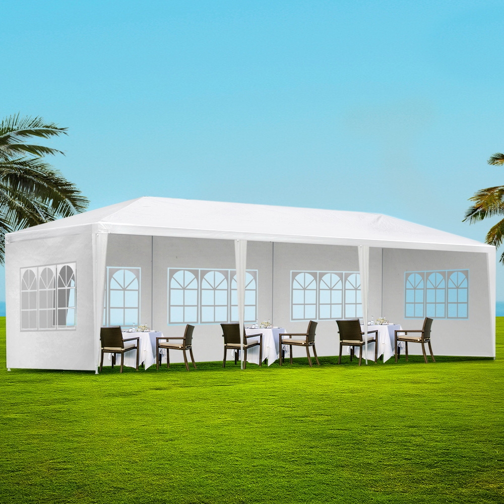 GAZEBO-WED-C-FG-3X9-5W-WH-202502281834-00 Instahut Gazebo 3x9m Marquee Wedding Party Tent Outdoor Camping Side Wall Canopy 5 Panel White - Image 1