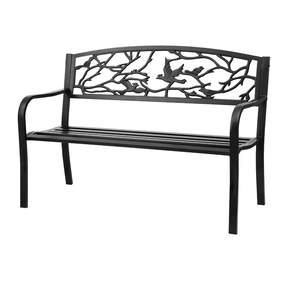 GB-STEEL-XG220-BK-202505201614-00 Gardeon Outdoor Bench Seat Garden Steel Outdoor Furniture 3 Seater Park Black - Image 1
