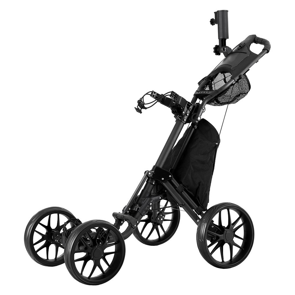 GOLF-A-BUGGY-4-BK-185536-00 Everfit Golf Buggy Foldable Trolley Golf Cart Wheels Umbrella Bottle Holder - Image 1
