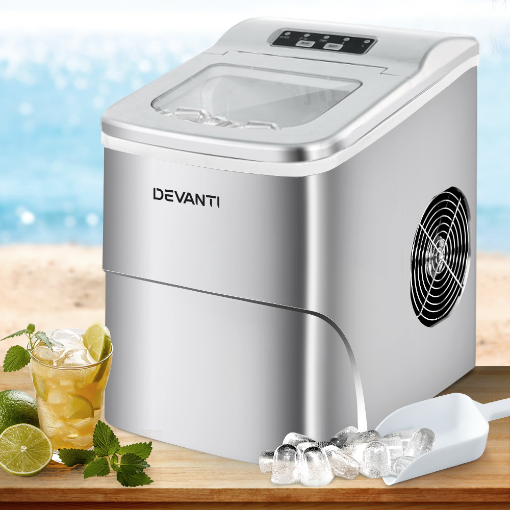 IM-ZB-12B-RD-14969-07 Devanti Portable Ice Cube Maker - Silver - Image 1