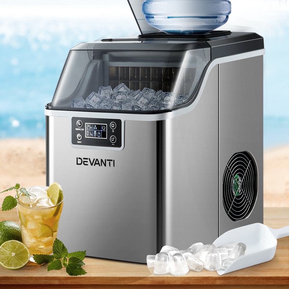 IM-ZB-20F-SS-51547-06 Devanti Ice Maker Machine Commercial Portable Ice Cube Tray Countertop 3.2L - Image 1