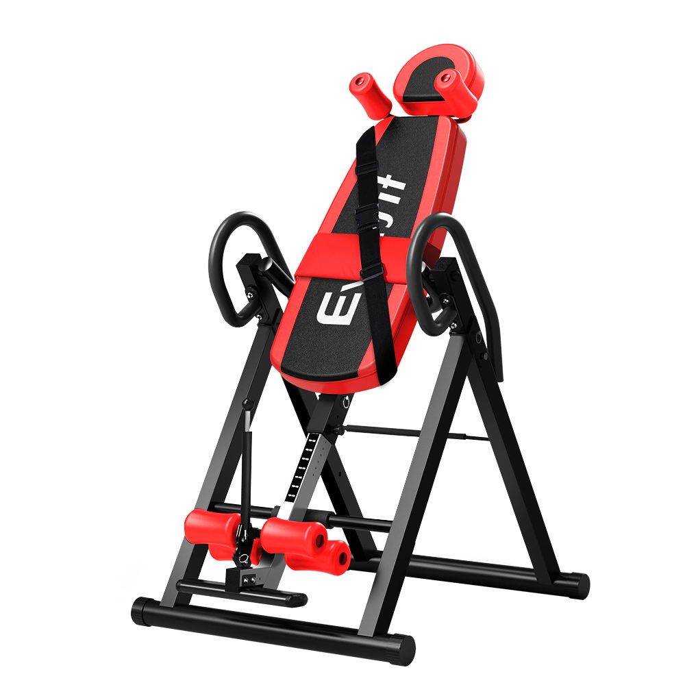 IVT-6314-RD-BK-00 Everfit Inversion Table Gravity Exercise Inverter Back Stretcher Home Gym Red - Image 1