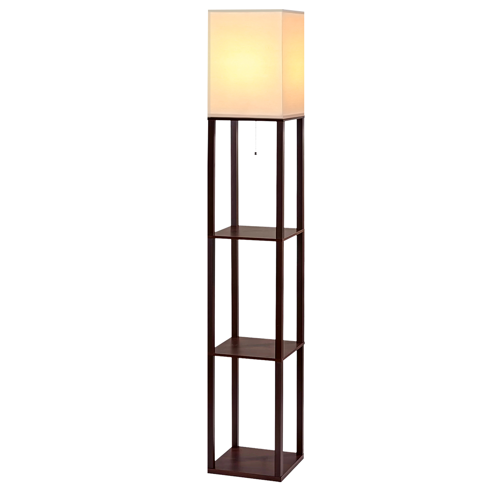 LAMP-FLOOR-SF-3017-C-WA-00 Artiss Floor Lamp 3 Tier Shelf Storage LED Light Stand Home Room Vintage White - Image 1