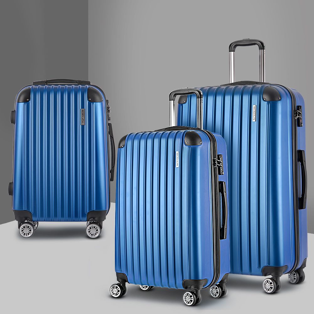 LUG-ABS-SPA-3SET-BU-12960-07 Wanderlite 3 Set Luggage 20-24-28 Inch with TSA Lock Spinner Hard Shell Travel Suitcase Luggage Organiser Case Blue - Image 1