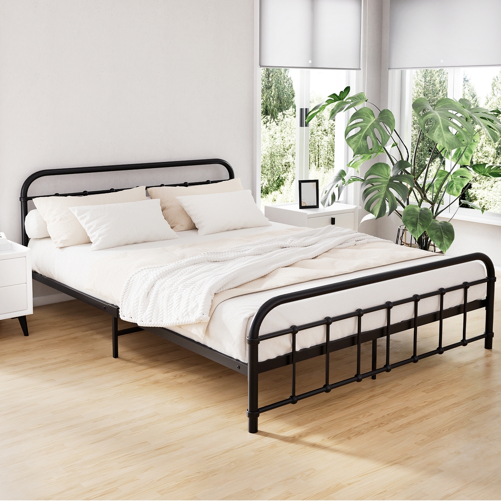 MBED-C-LEO-Q-BK-21635-06 Artiss Bed Frame Metal Bed Frame LEO - Queen (Black) - Image 1