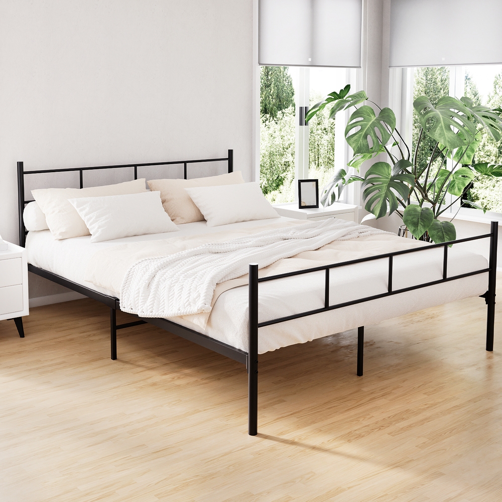 MBED-C-SOL-Q-BK-21633-07 Artiss Bed Frame Queen Metal Bed Frame SOL - Image 1