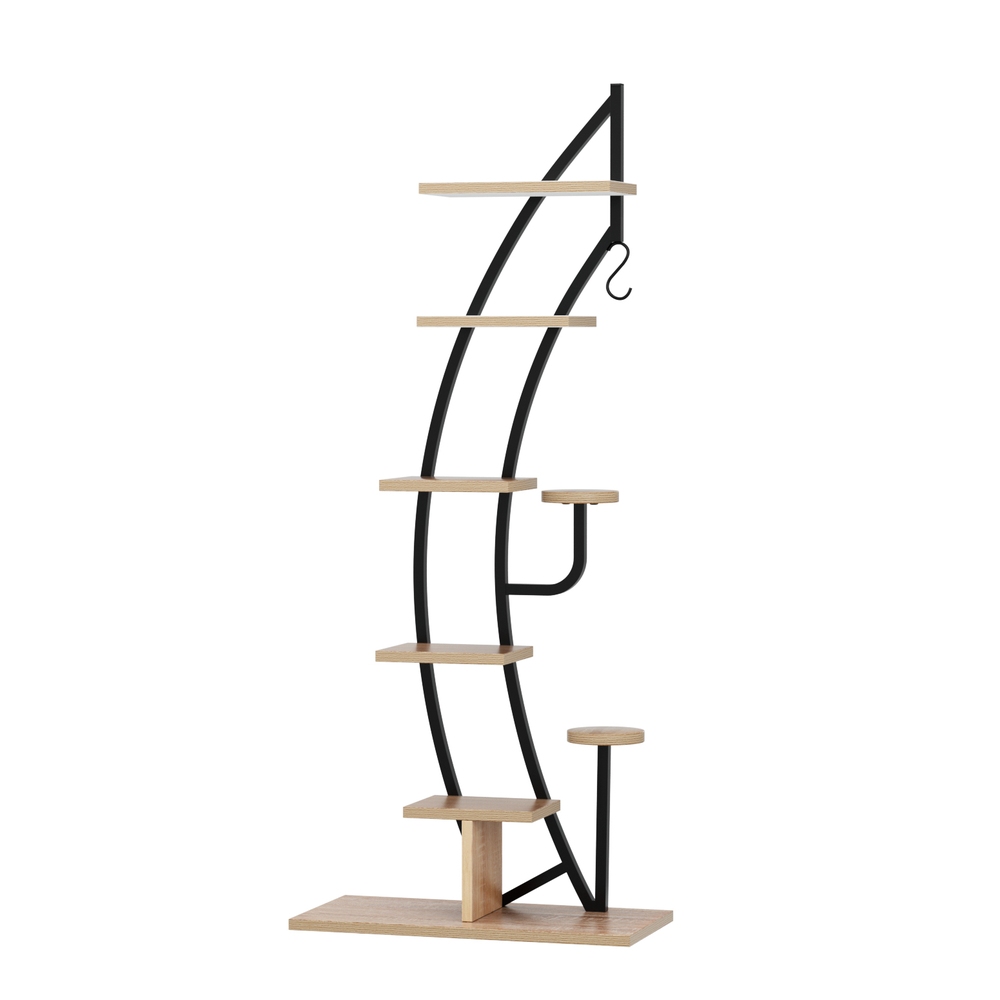 MET-PS-CUR-6T-NT-190318-00 Artiss Plant Stand 6 Tier Ladder Corner Shelf - Image 1