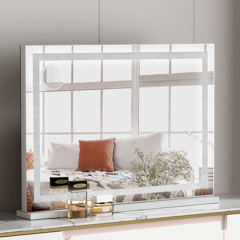 MM-E-FRAMELS-5880LED-GS-BT-91819-04 Embellir Bluetooth Makeup Mirror 80x58cm Hollywood Vanity with LED Light Crystal - Image 1