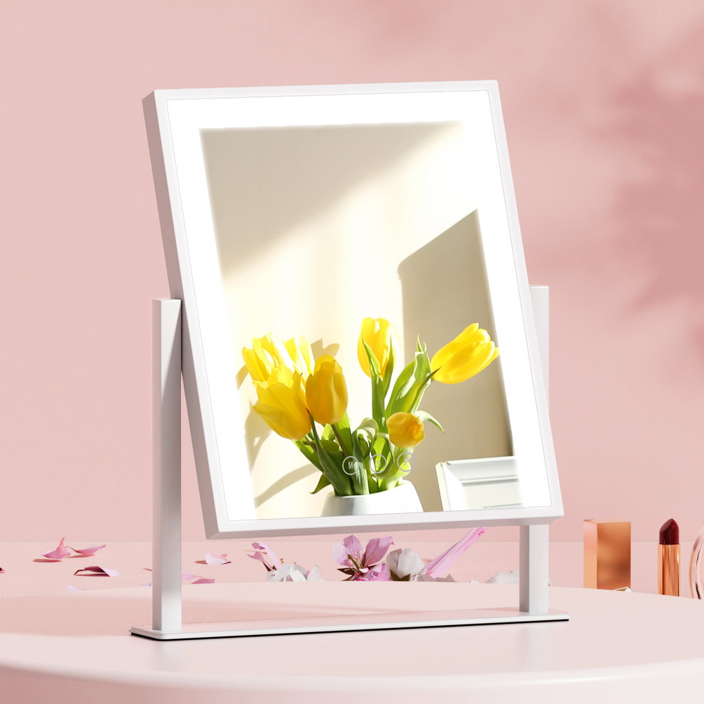 MM-STAND-2530LED-WH-18736-07 Embellir Makeup Mirror 25x30cm Hollywood Vanity with LED Light Rotation White - Image 1